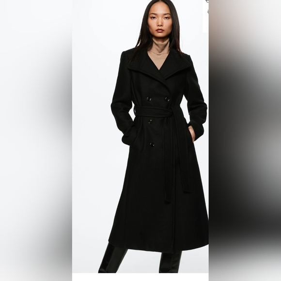 Mango Italian Wool Coat with Belt Size M - Picture 2 of 5